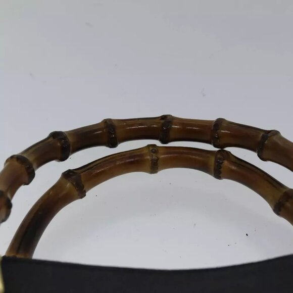 GUCCI Bamboo Hand Bag Suede Leather Black Gold 002 1186 0260 Auth ep5511 - Picture 9 of 16